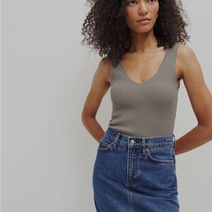 Reformation Ran Cotton Sweater Tank, Concrete